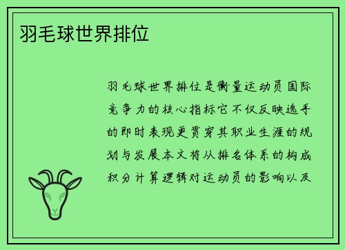 羽毛球世界排位